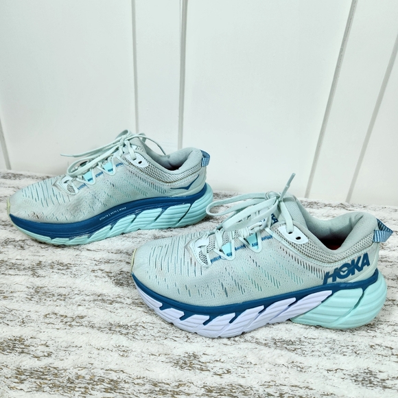 Hoka One One "Gaviota 3" Athletic Running Shoe Light Blue | Women's Size 7.5B - Picture 6 of 14